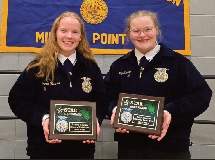 Star Greenhand Award for an outstanding first-year high school member went to, left to right: Rachel Heisner and Lily Heisner.