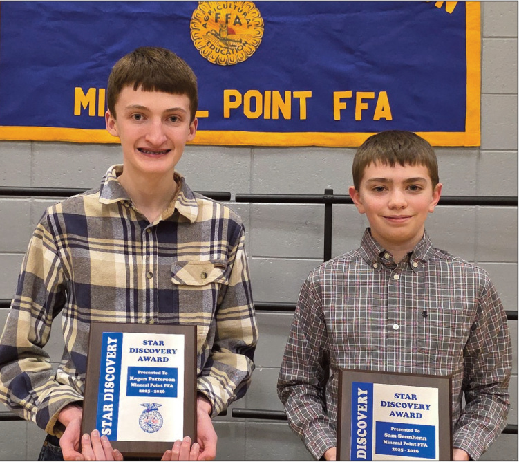 The Star Discovery Award for outstanding 8th graders went to, left to right:, Kegan Patterson and Sam Sennhenn.