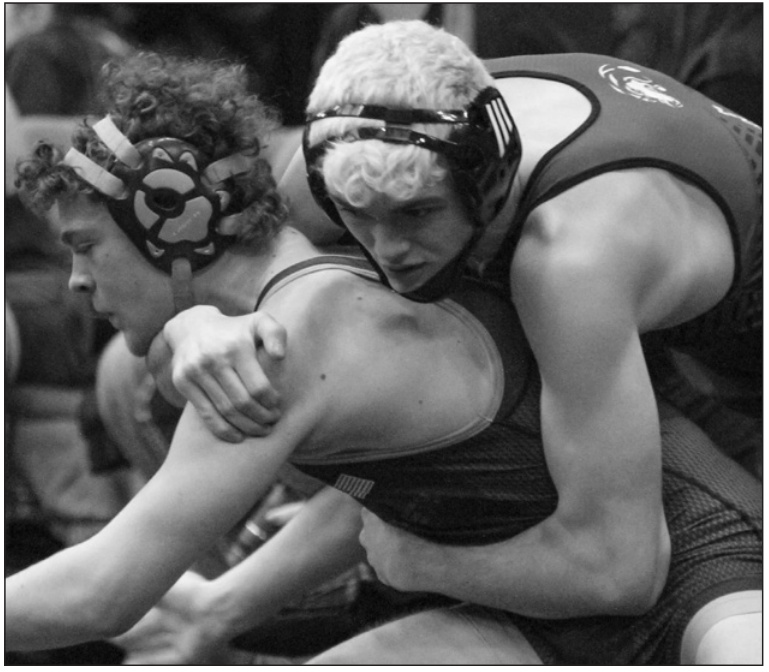 At 165: Emmett Collins with a pin over Josh Egan in 0:53. MP Schools photo.