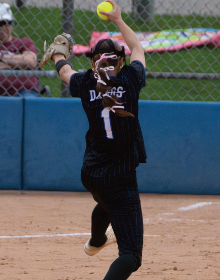 Sophomore Tenleigh Bockhop recorded her 200th strikeout against Fennimore in the 1-0 win. Photo by Robin Wiegman.