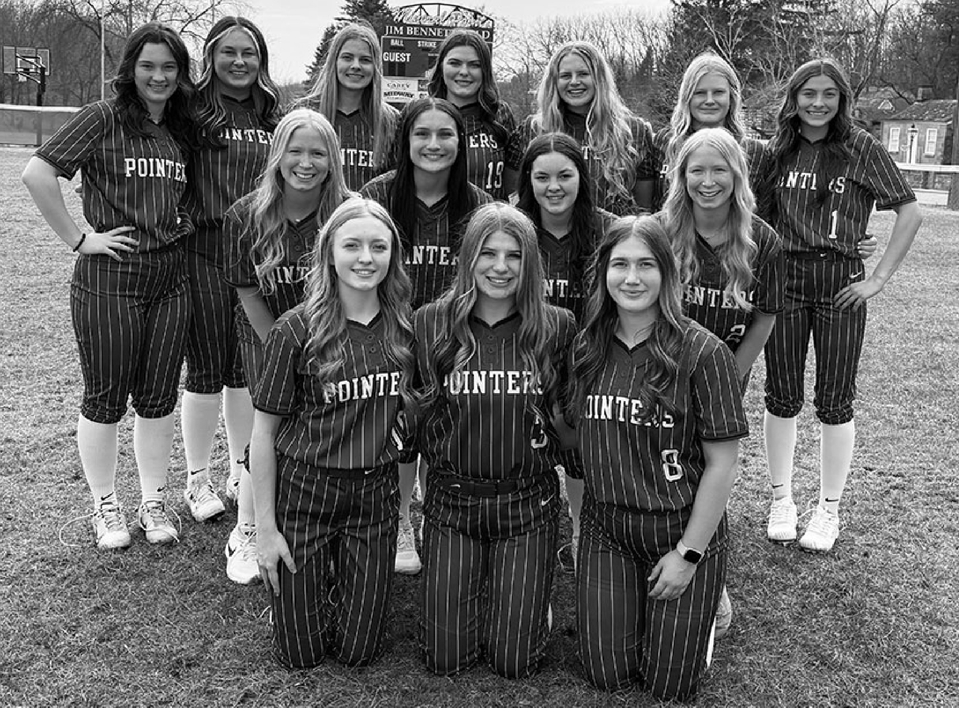 Looking for a SWAL title this season will be these members of the Mineral Point varsity softball team From left to right are, front: Ava Ingwell, Aida Tuttle, Kendall Wenger; middle: Sadie Miller, Chloe McVay, Jaycee Tibbits, Sophie Miller; back: Kate James, Leah Hoffman, Jadyn Schultz, Maddy Kabat, Steph Wallace, Austy Kinch, Tenleigh Bockhop.