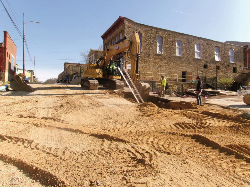 Construction on South Commerce and South streets includes sewer and water main work.