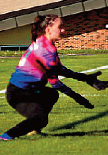 Goalie Lucy Paynter gets set to stop a shot. Photo by Angiew Borne.