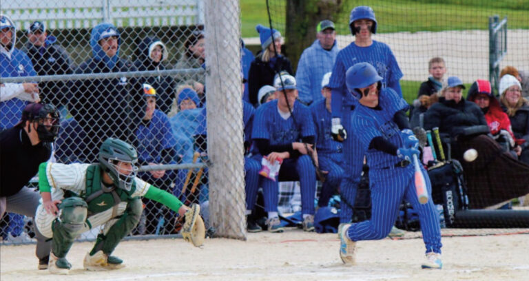 Pointer Grady Finley connects on this pitch against Pecatonica Thursday.