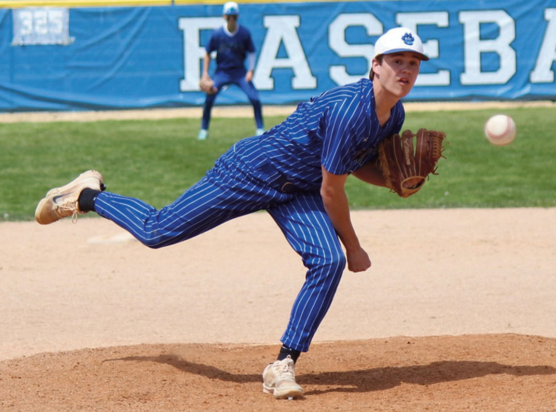 Pointer pitcher Elliot Kite delivers a pitch against Brodhead Saturday. Photo by John Dalton.