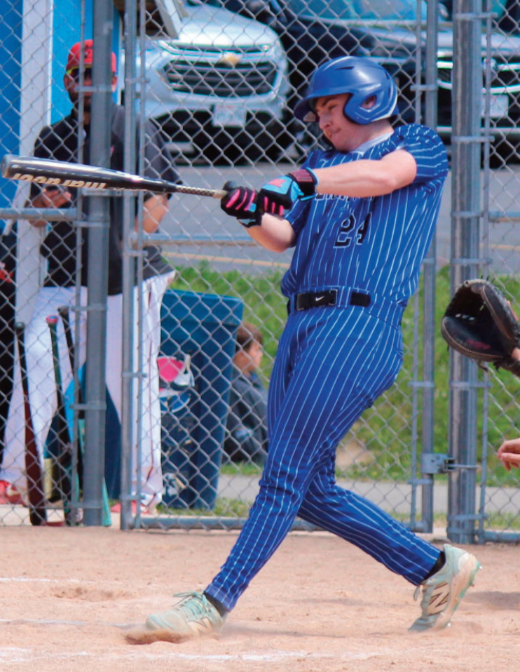 Pointer Evan Kearns gets a hit against Brodhead Saturday.