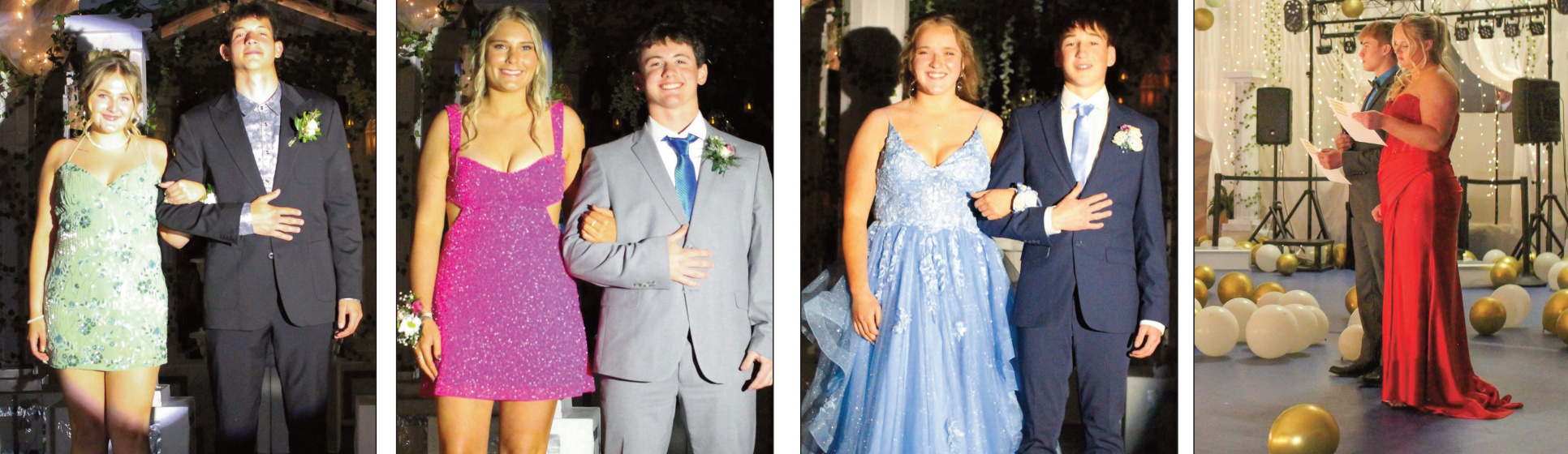 Prom 2025 Emcees Kalea Biddick and Drew Aschliman Prom 2025 Queen Macy Kinch and King Grady Finley Emily Heisner and Johnny Robinson Emcees Mason Scullion and Stephanie Wallace