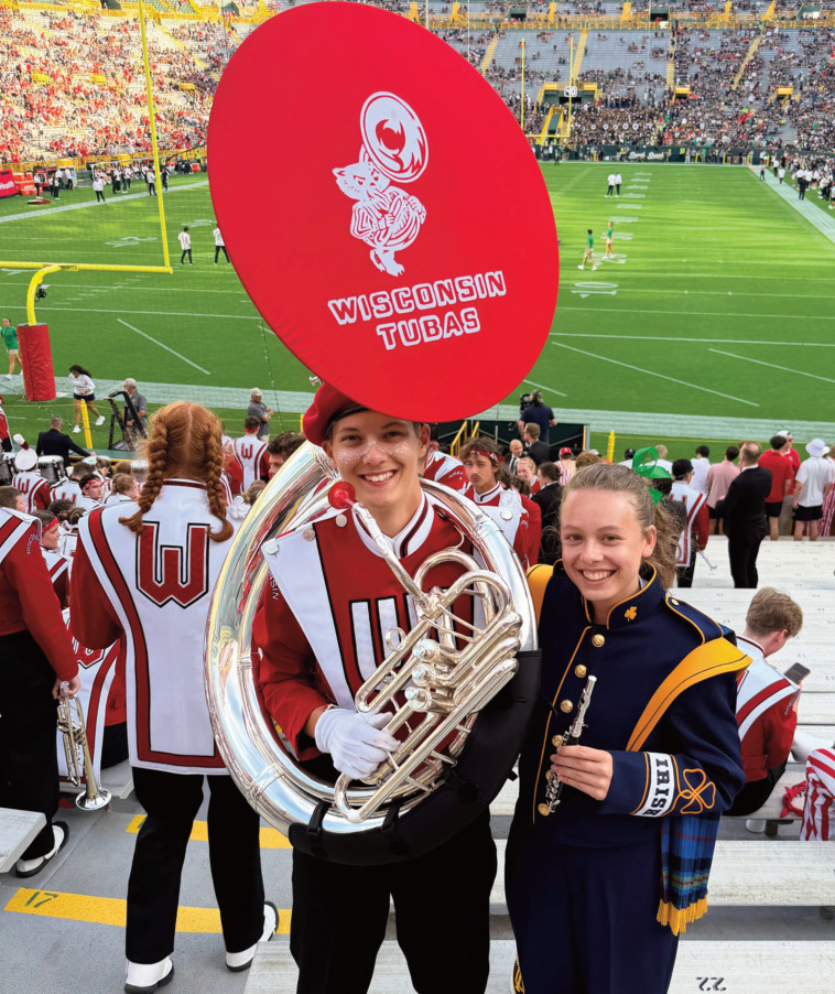 Mineral Point class of 2024 alumni Elliot Webb (left) with tuba and Libby Dunn (right)